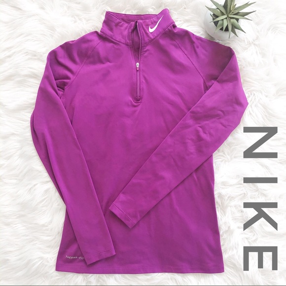 Nike Tops - {SOLD} NIKE Pro Combat Quarter Zip Purple Medium
